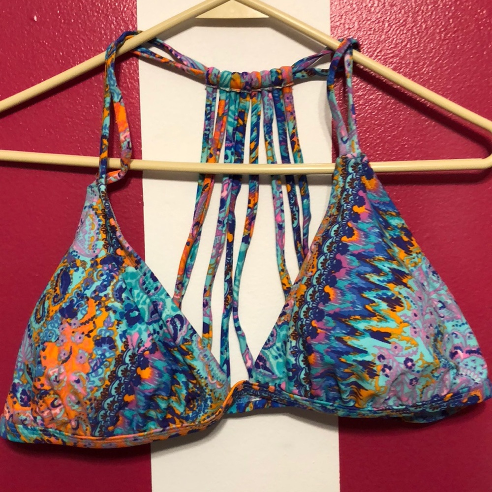Caged xhileration multi pattern swim top